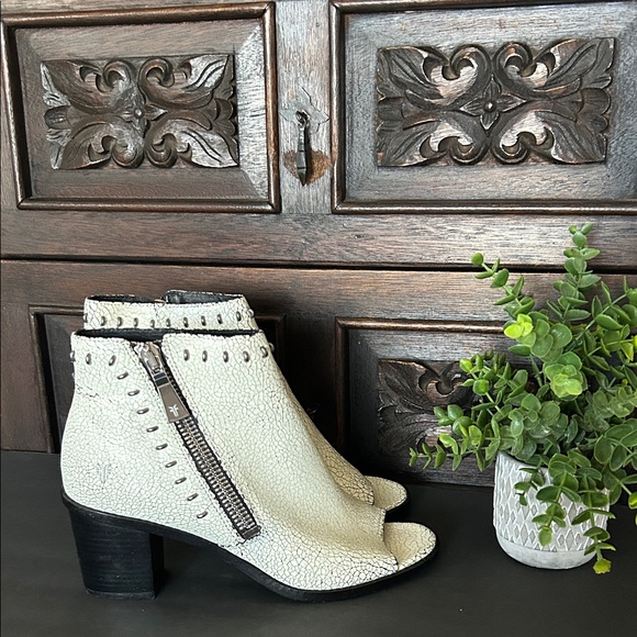 Frye Shoes - Frye Brielle Rebel Peep Toe Crackle Leather Bootie